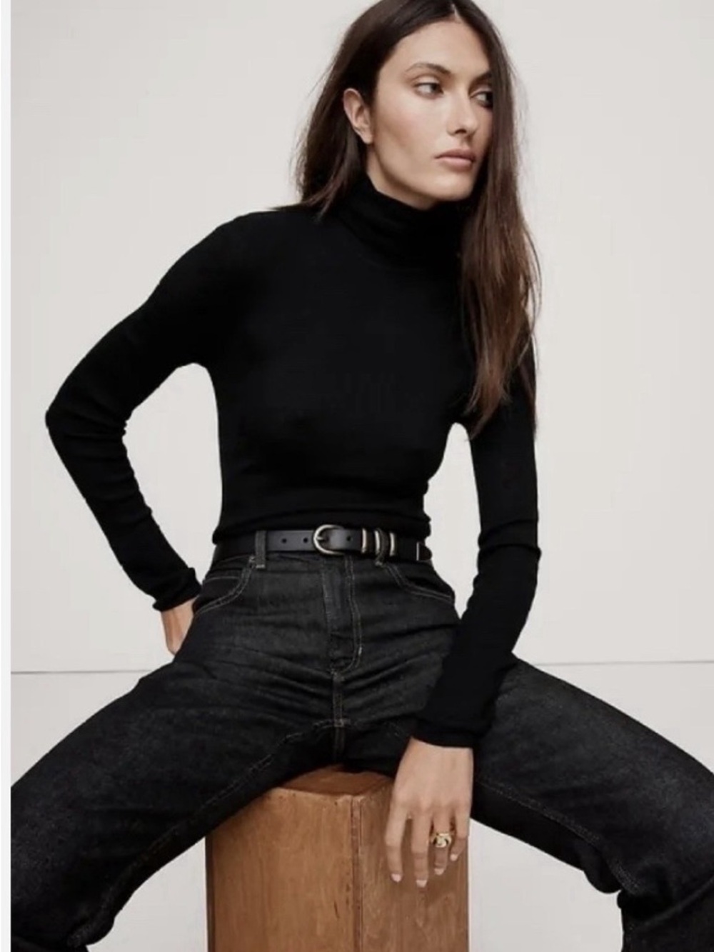 🌼BANANA REPUBLIC🌼 100% Cashmere Black Turtleneck Sweater, Size XS